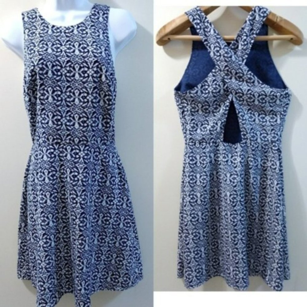 Aqua‎ Bloomingdale's Navy White Print Summer Dress Size S